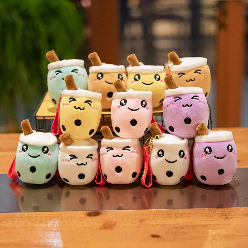 Hot Sale Cute Cartoon Design Plush Bubble Tea Wholesale Boba Tea Plush Boba Keychain 1