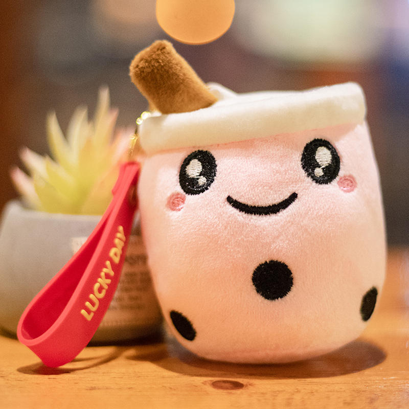 Hot Sale Cute Cartoon Design Plush Bubble Tea Wholesale Boba Tea Plush Boba Keychain 15