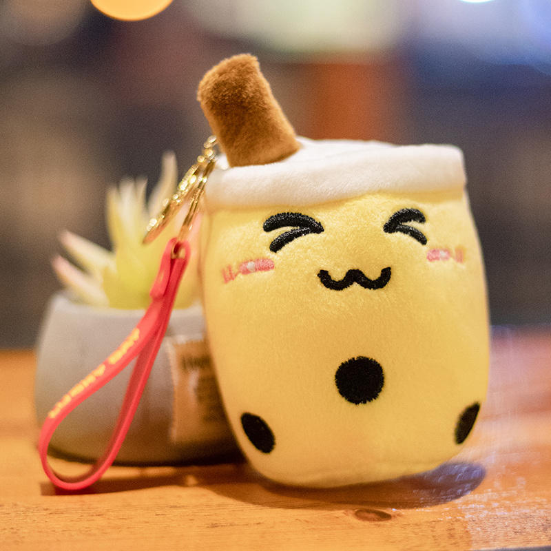 Hot Sale Cute Cartoon Design Plush Bubble Tea Wholesale Boba Tea Plush Boba Keychain 14