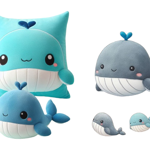 Kawaii Stuffed Animal Toys for Babies Whale Plush Pillow Custom Plush Doll 6