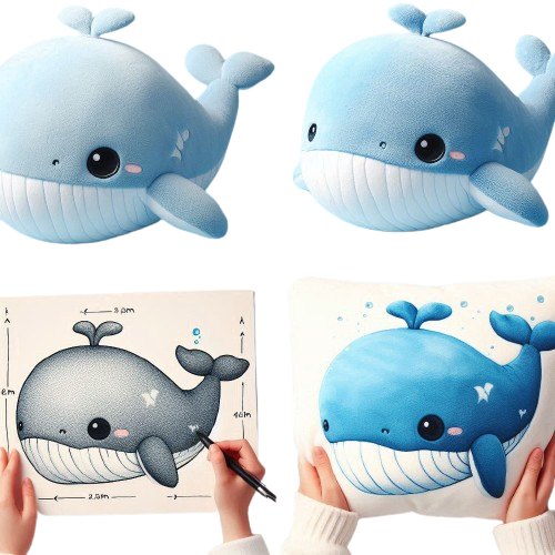 Kawaii Stuffed Animal Toys for Babies Whale Plush Pillow Custom Plush Doll 8