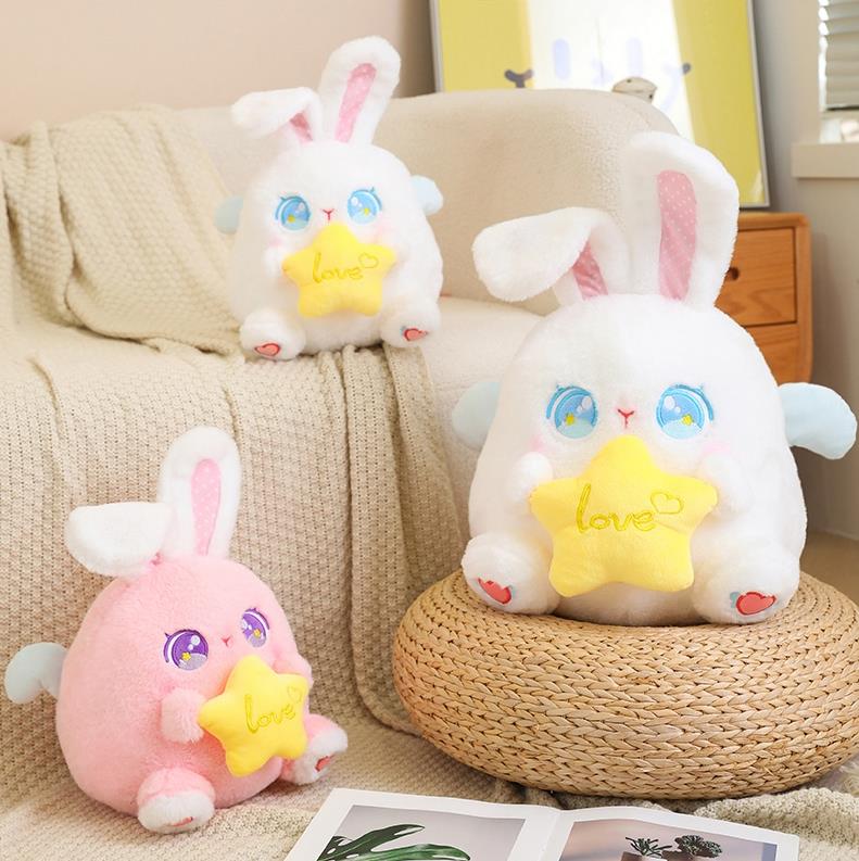 Peluche lapin rose personnalisée, douce et confortable, avec cœur 10