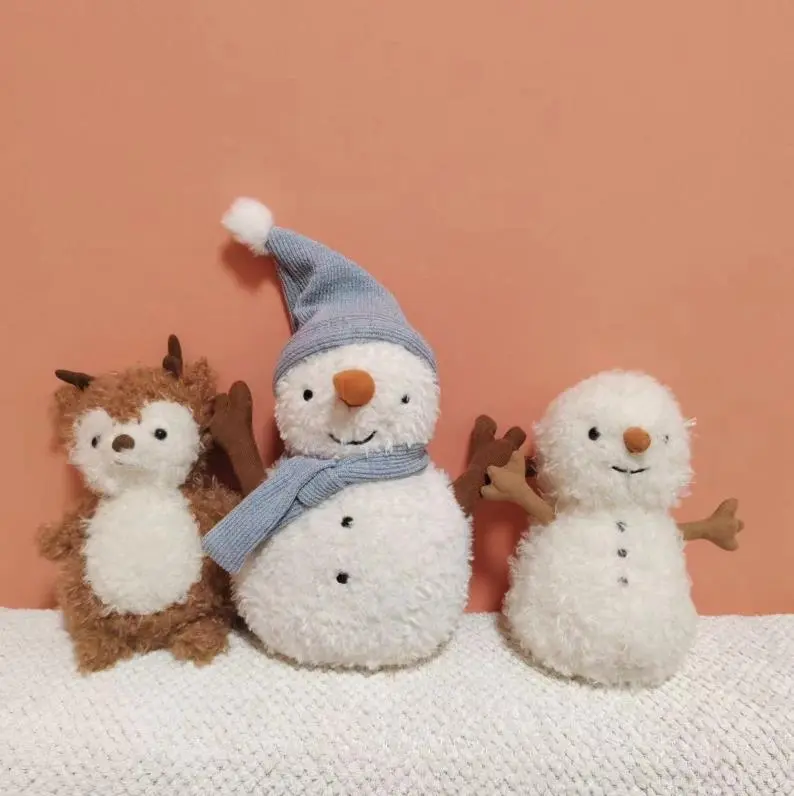 Super Soft High Quality Cute Snowman Plush Toy Christmas Promotion Gifts Deer Elk Stuffed Toys 1