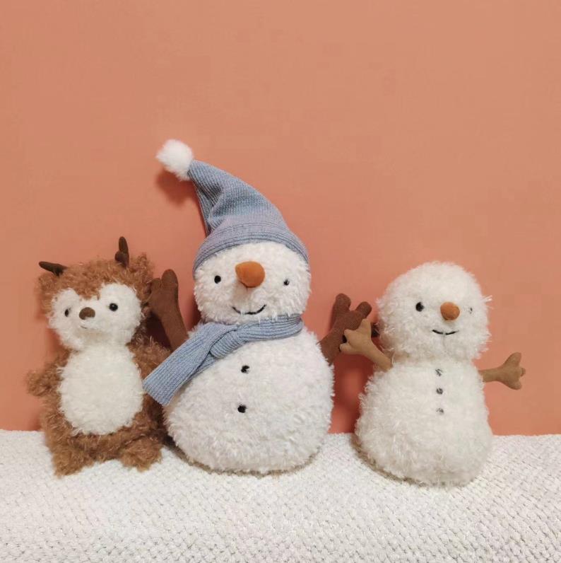 Super Soft High Quality Cute Snowman Plush Toy Christmas Promotion Gifts Deer Elk Stuffed Toys 9