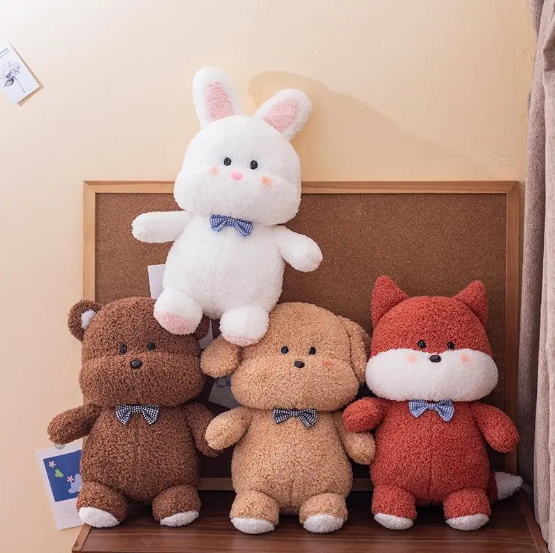 Cute Stuffed Animal Toys White Rabbit Brown Bear Red Fox Dog Plush Toy Plushies 1