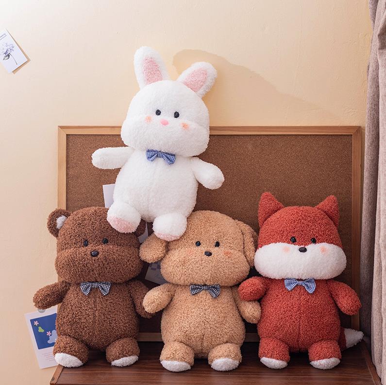 Cute Stuffed Animal Toys White Rabbit Brown Bear Red Fox Dog Plush Toy Plushies 9