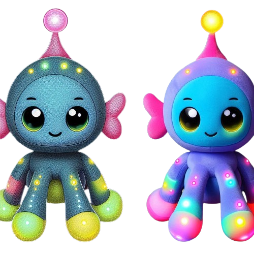 Cute Stuffed Animal Plush Alien Company Mascot Anime Plush Custom LED Light Up Cartoon Plush Toys 7