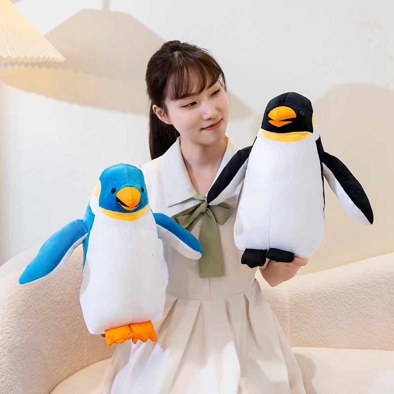 Eco friendly Custom Cute Blue and Black Penguin stuffed animals pillow 4