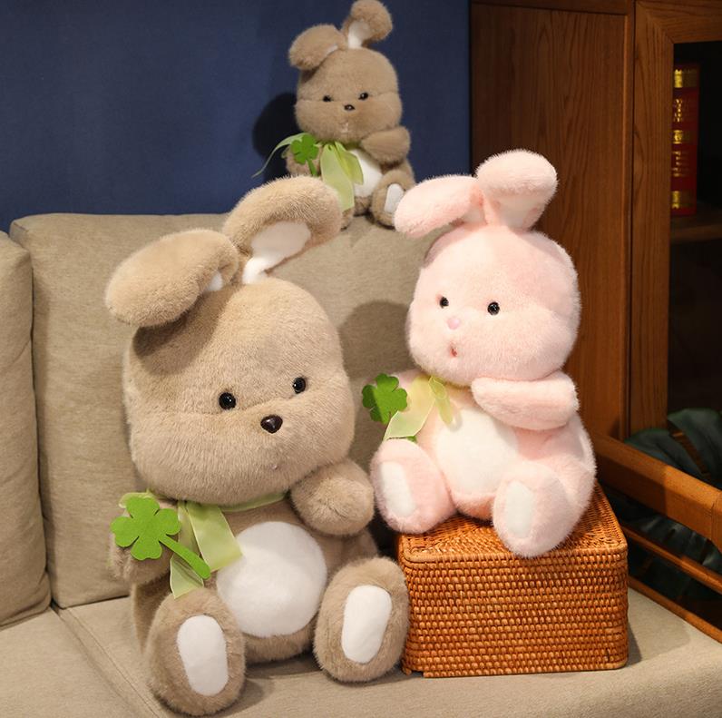 Custom CutePink Brown Rabbit Plush Toy Long Ear Bunny Stuffed Animals Doll Soft Bunny Plushie 7