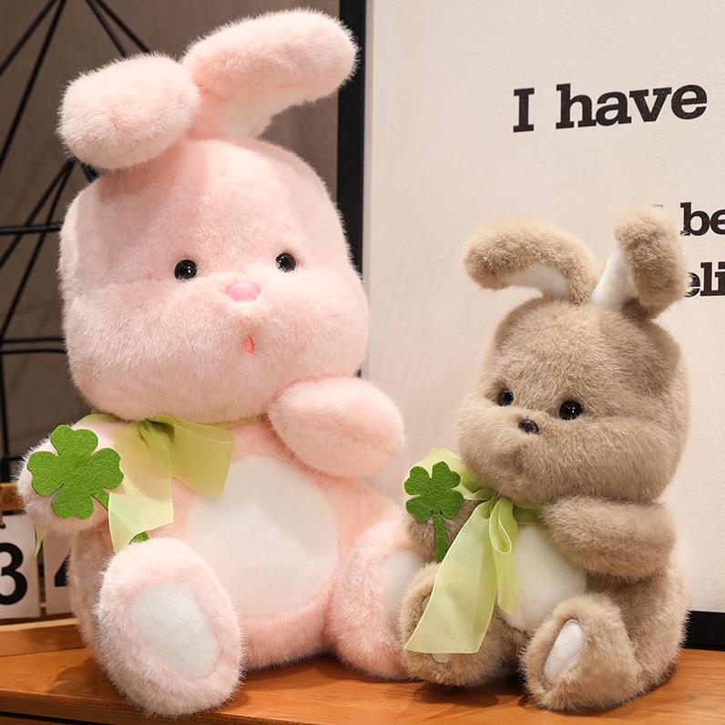 Custom CutePink Brown Rabbit Plush Toy Long Ear Bunny Stuffed Animals Doll Soft Bunny Plushie 9