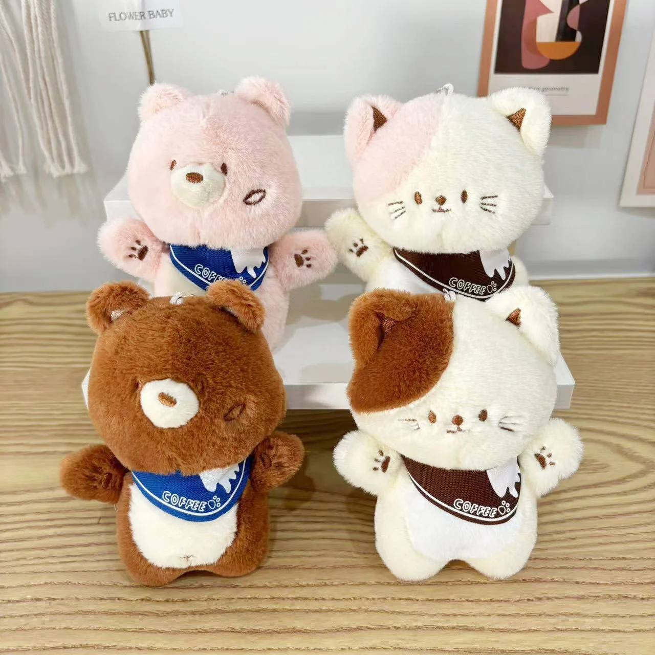 Llavero de peluche con forma de oso y gato, regalo promocional, peluche personalizado 1
