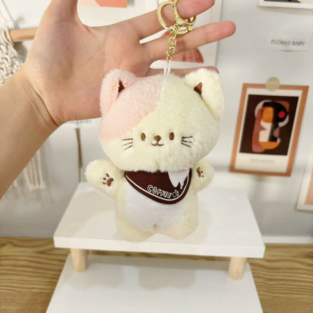 Llavero de peluche con forma de oso y gato, regalo promocional, peluche personalizado 9