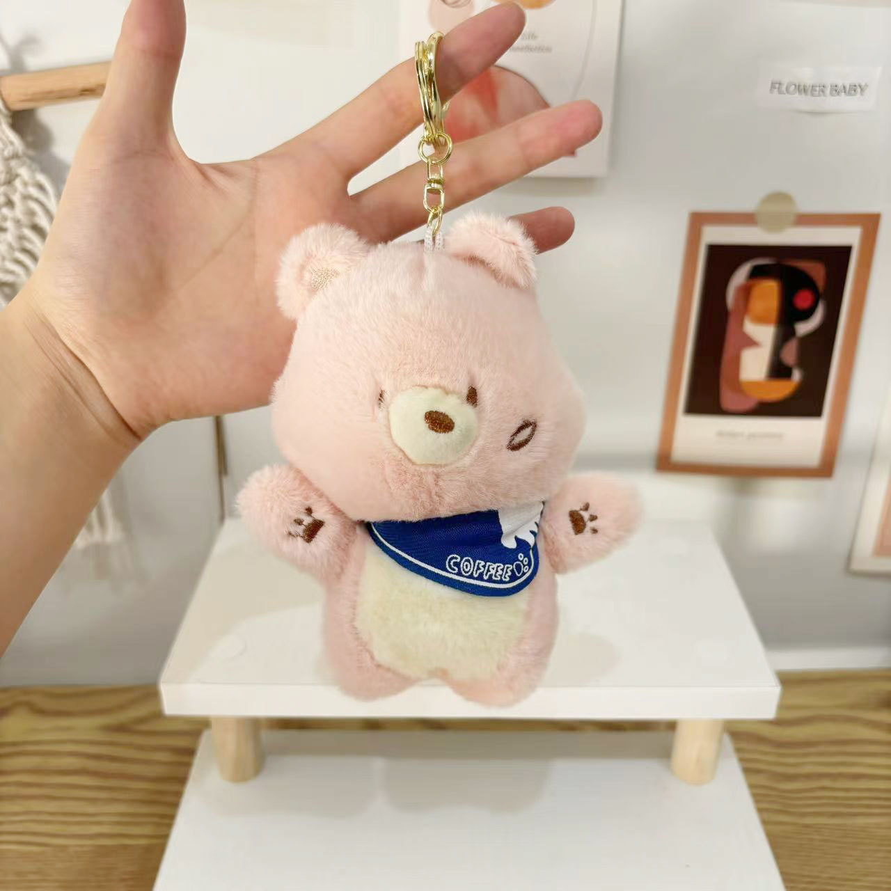 Llavero de peluche con forma de oso y gato, regalo promocional, peluche personalizado 7