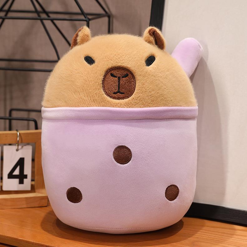 Customized Colourful Boba Capybara Stuffed Pillow Plush Toy Cute Animals Plush Toy Baby Kids Gift 11