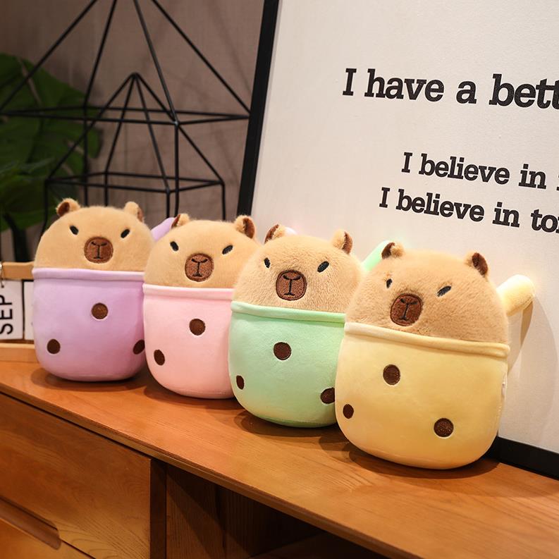 Customized Colourful Boba Capybara Stuffed Pillow Plush Toy Cute Animals Plush Toy Baby Kids Gift 9