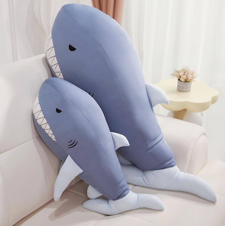 New arrival Cool Ice silk fabric Blue Shark Stuffed Animal Toys Soft Shark Pillow For Summer 11