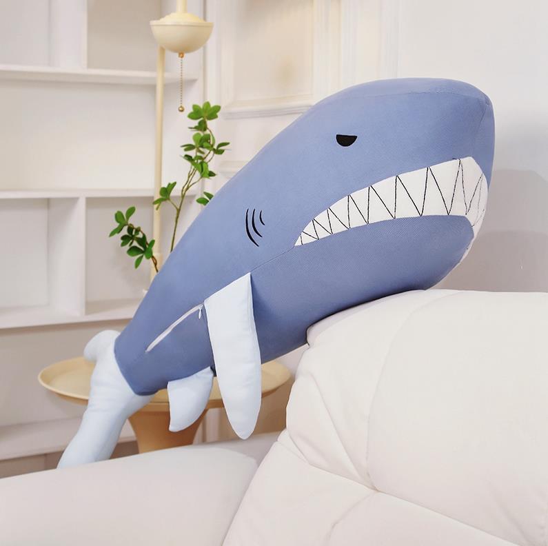 New arrival Cool Ice silk fabric Blue Shark Stuffed Animal Toys Soft Shark Pillow For Summer 8