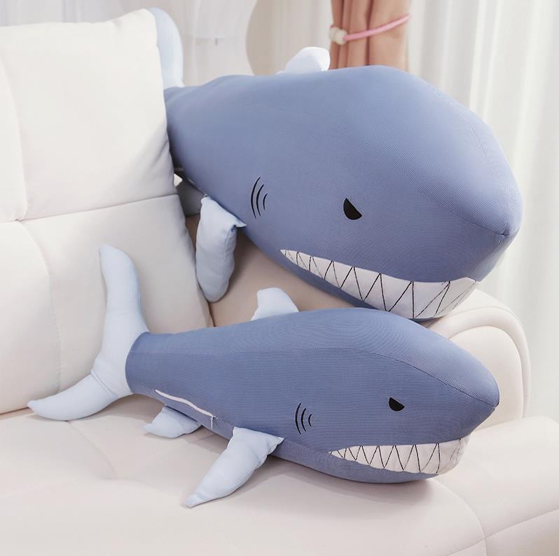 New arrival Cool Ice silk fabric Blue Shark Stuffed Animal Toys Soft Shark Pillow For Summer 12