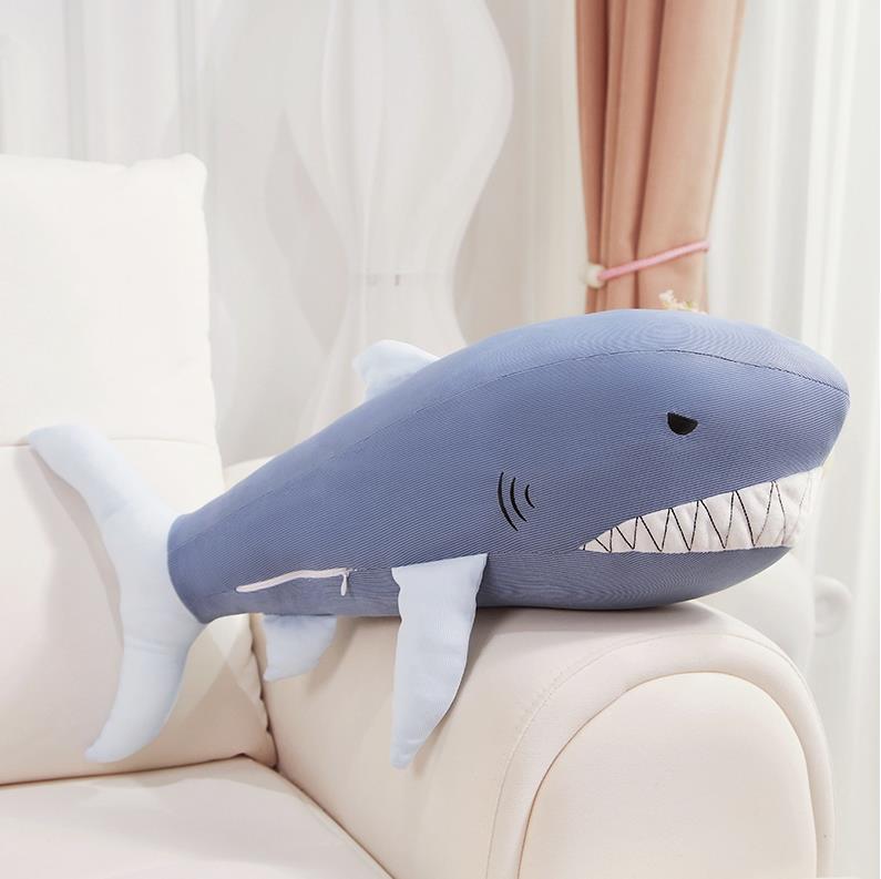 New arrival Cool Ice silk fabric Blue Shark Stuffed Animal Toys Soft Shark Pillow For Summer 9