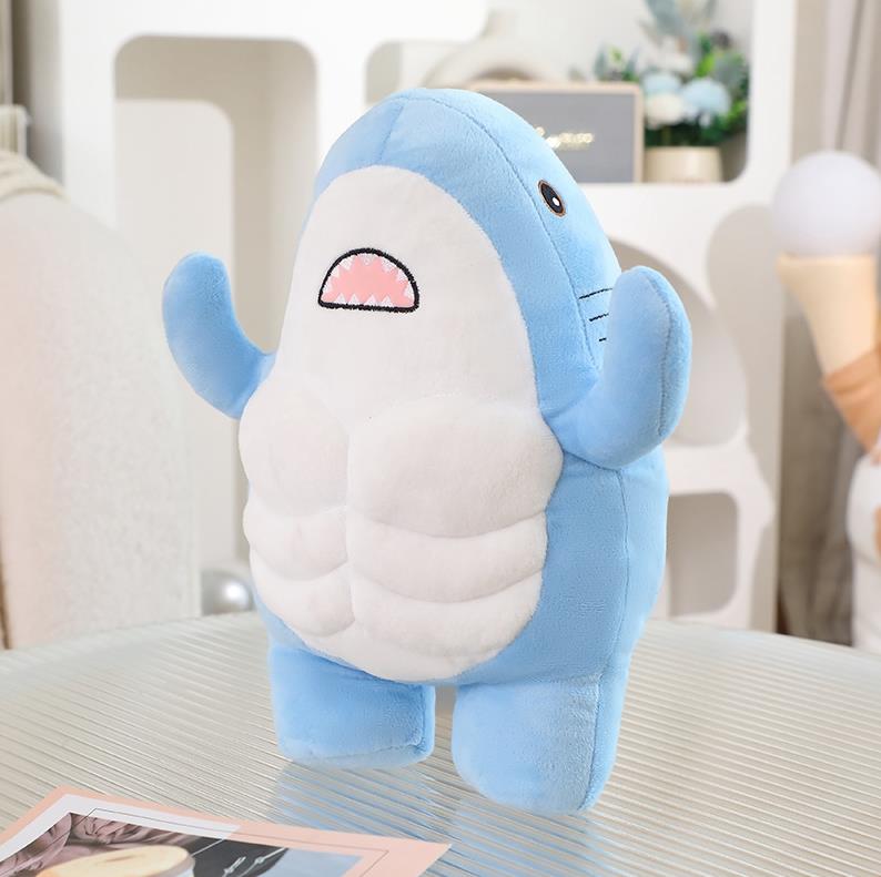 Oreiller requin musclé en peluche ultra doux, peluche requin câline, oreiller en peluche requin 13