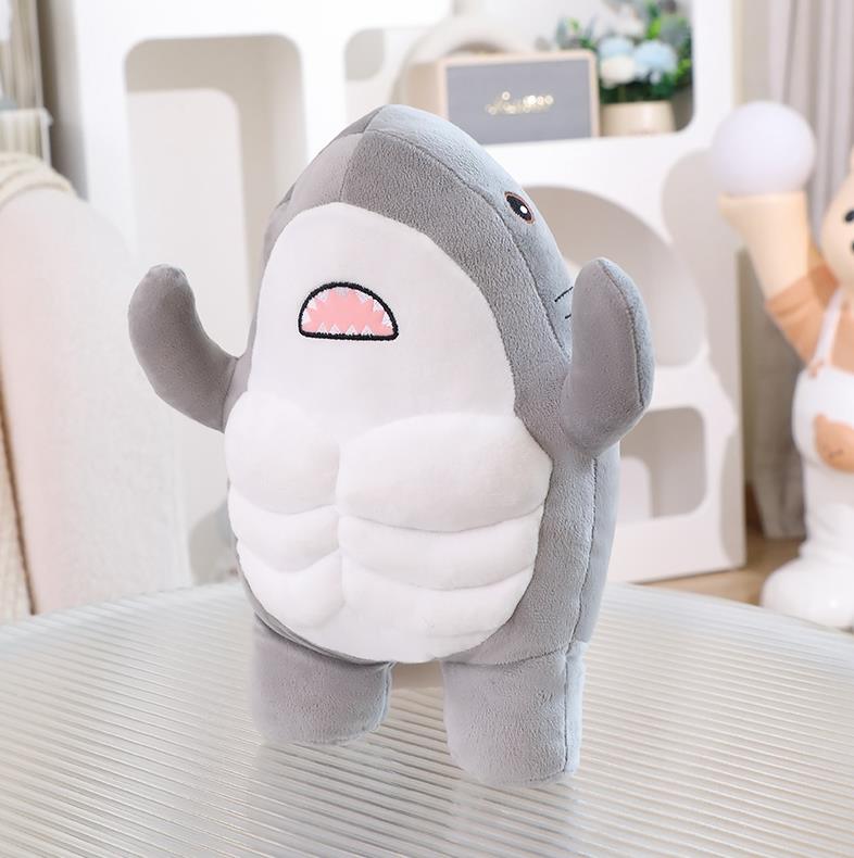 Oreiller requin musclé en peluche ultra doux, peluche requin câline, oreiller en peluche requin 12