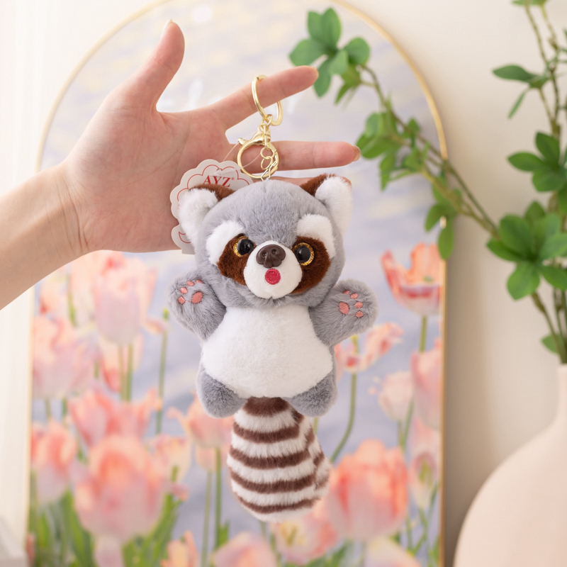 Stuffed bear animal toy plush cute raccoon unicorn dinsaur plush keychain 2