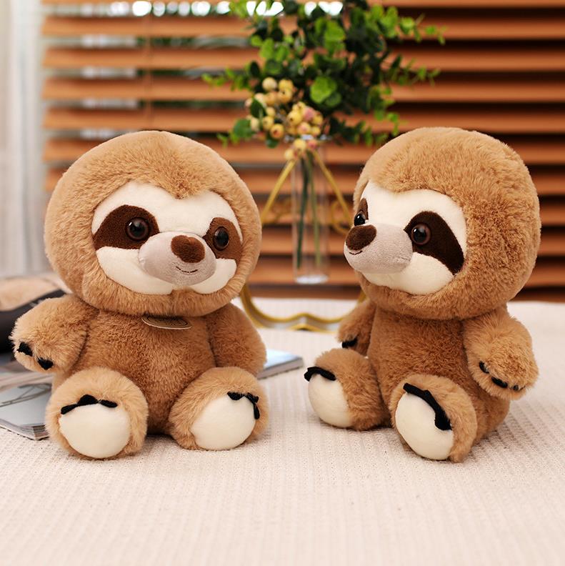 Factory Wholesale High Quality Fluffy Stuffed Brown Sloth Plush Toy Soft Sloth Doll 8