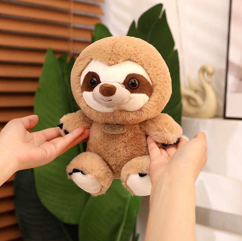 Factory Wholesale High Quality Fluffy Stuffed Brown Sloth Plush Toy Soft Sloth Doll 13