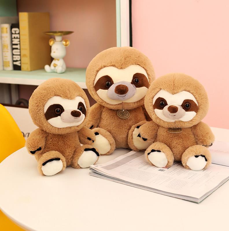 Factory Wholesale High Quality Fluffy Stuffed Brown Sloth Plush Toy Soft Sloth Doll 10