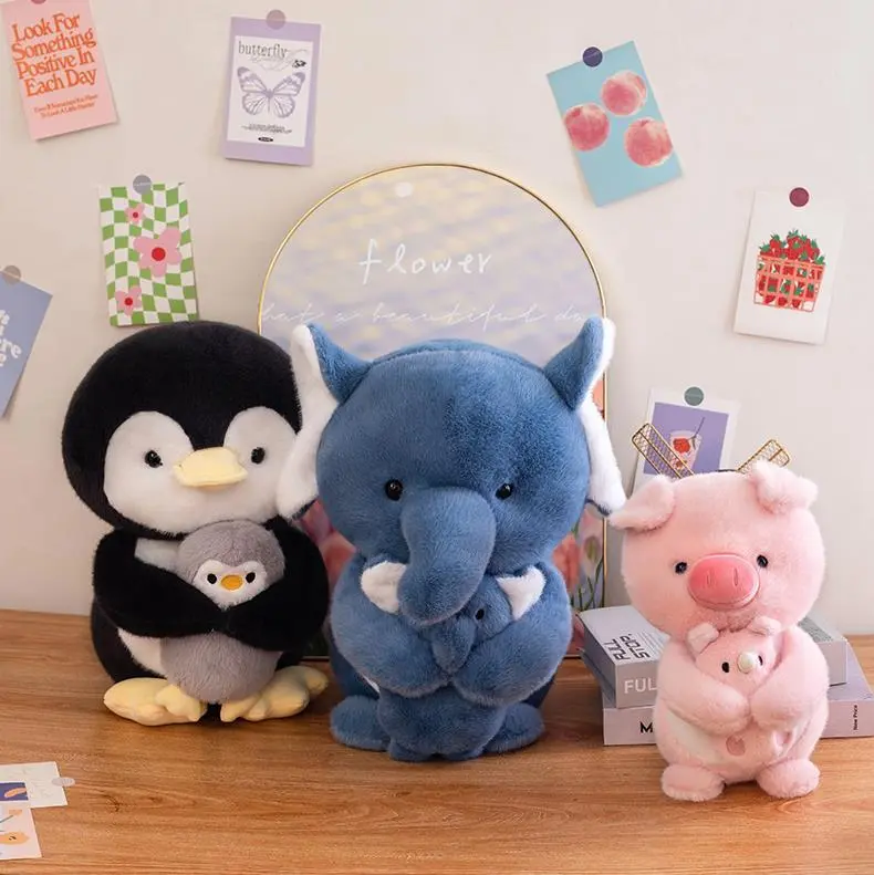 Custom Lovely Elephant Pig Stuffed Toys Black Penguin Plush Toy Soft Doll Children Gifts 1