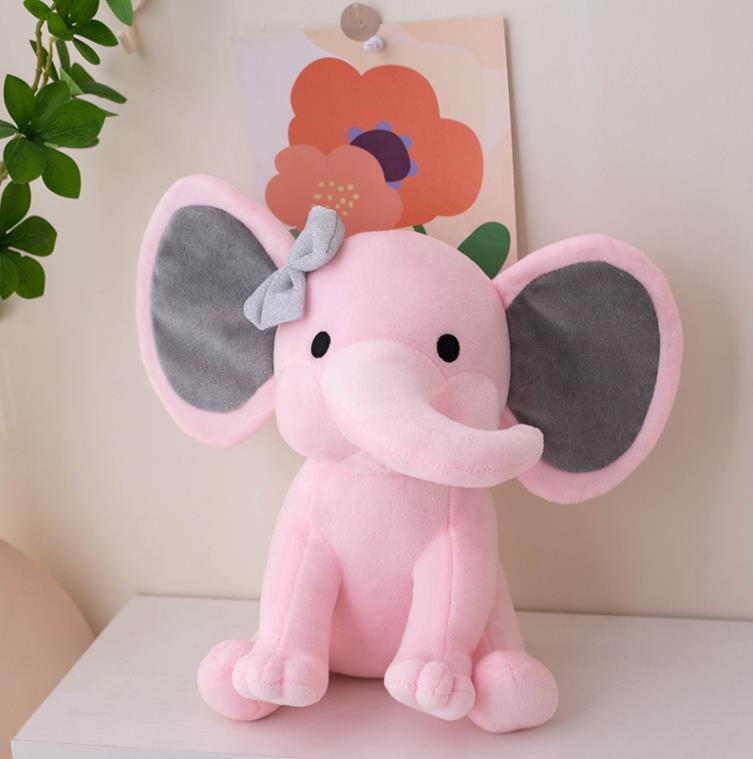 Custom Gray Elephant Stuffed Animal Toys Super Cute Pink Elephant Plush Toy Baby Dolls 12