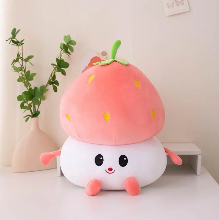 Almohada de peluche personalizada de melocotón rosa, adorable fruta, juguetes de peluche para niña. 1