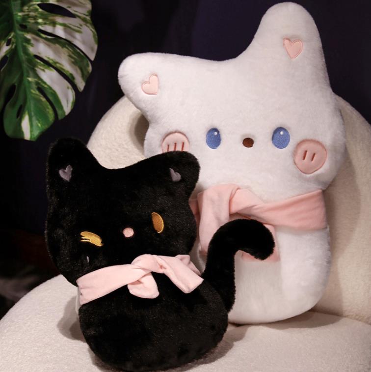Custom Lovely Cat Plush Pillow Super Soft Black Cat Stuffed Animal Toys Doll Baby Girl Gift 9