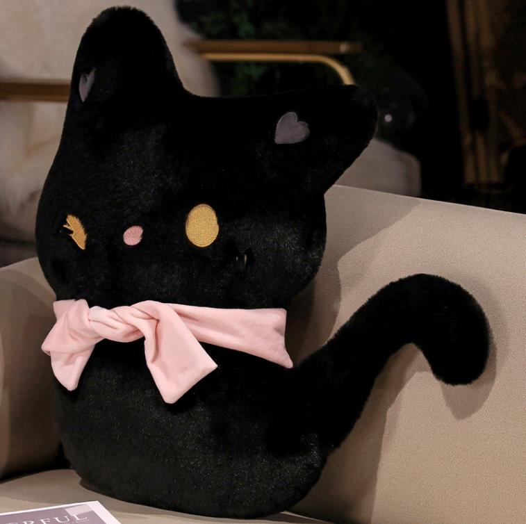 Custom Lovely Cat Plush Pillow Super Soft Black Cat Stuffed Animal Toys Doll Baby Girl Gift 12