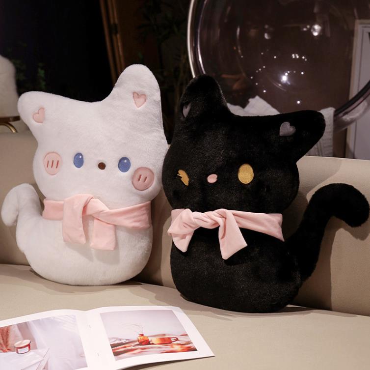 Custom Lovely Cat Plush Pillow Super Soft Black Cat Stuffed Animal Toys Doll Baby Girl Gift 11