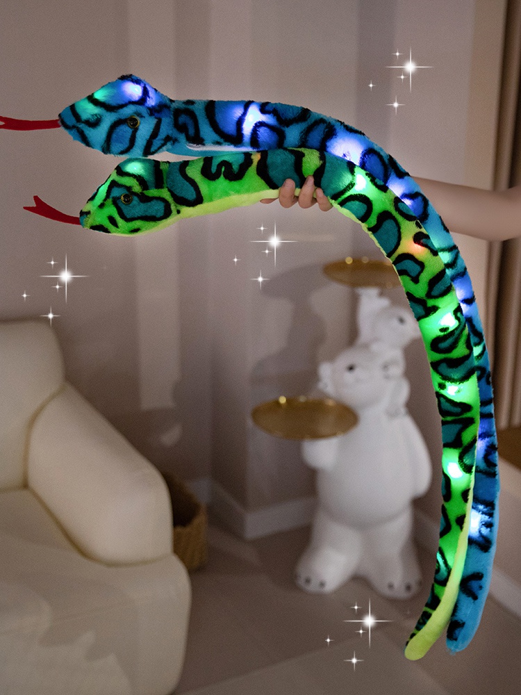 Eco friendly Custom Luminous Simulation Python yellow snake stuffed animals 4