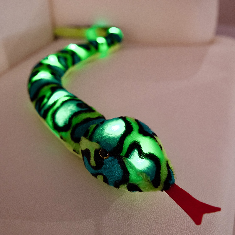 Eco friendly Custom Luminous Simulation Python yellow snake stuffed animals 3