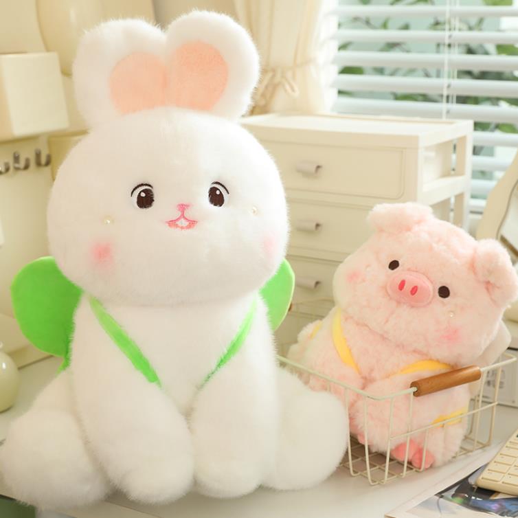 New Design Cute White Rabbit Pink Pig Stuffed Animal Toys Soft Bunny Plush Doll Kids Toy 7