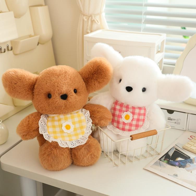 Custom Cute Brown White Puppy Dog Stuffed Animal Toys Plush Bear Doll Children Toy 9