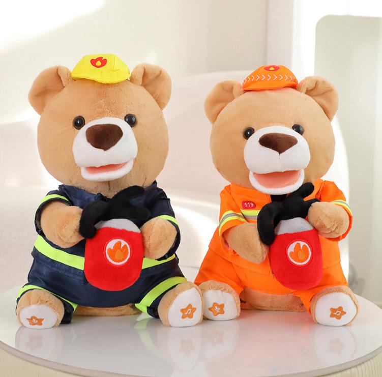 Custom Cute Fireman Bear Stuffed Animal Toys Plush Teddy Bear Doll Toy Gift For Baby Kids 10