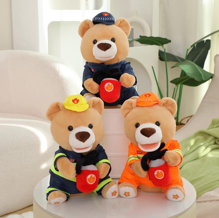 Custom Cute Fireman Bear Stuffed Animal Toys Plush Teddy Bear Doll Toy Gift For Baby Kids 9