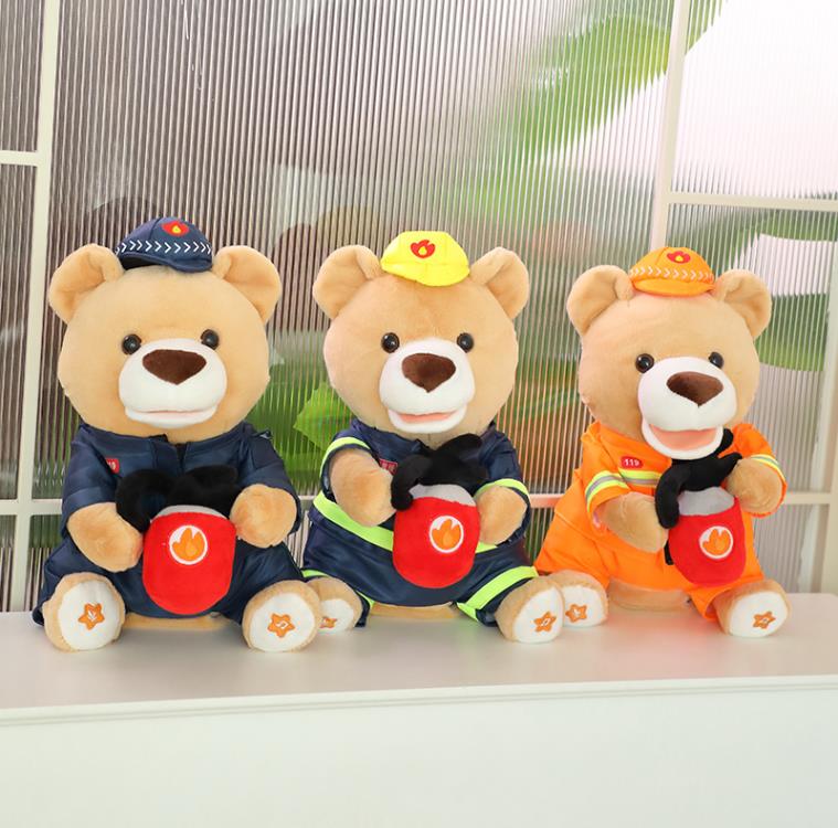 Custom Cute Fireman Bear Stuffed Animal Toys Plush Teddy Bear Doll Toy Gift For Baby Kids 8