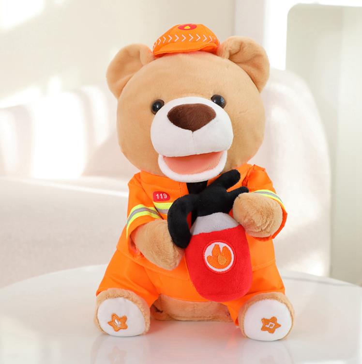 Custom Cute Fireman Bear Stuffed Animal Toys Plush Teddy Bear Doll Toy Gift For Baby Kids 12