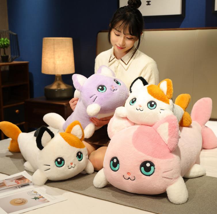 New Design Cute Customized Long Cat Pillow Soft Lovely Cat Stuffed Animal Toys Girl Pillows 10