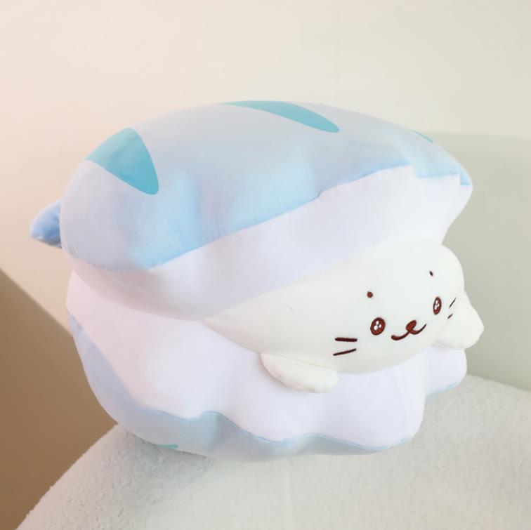 Wholesale Custom Shell seal Plush Toy Cute Blue Seal Stuffed Animal Toys Baby Soft Pillow 9