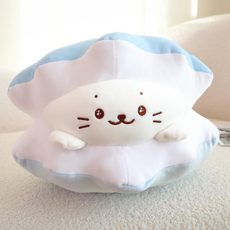 Wholesale Custom Shell seal Plush Toy Cute Blue Seal Stuffed Animal Toys Baby Soft Pillow 11