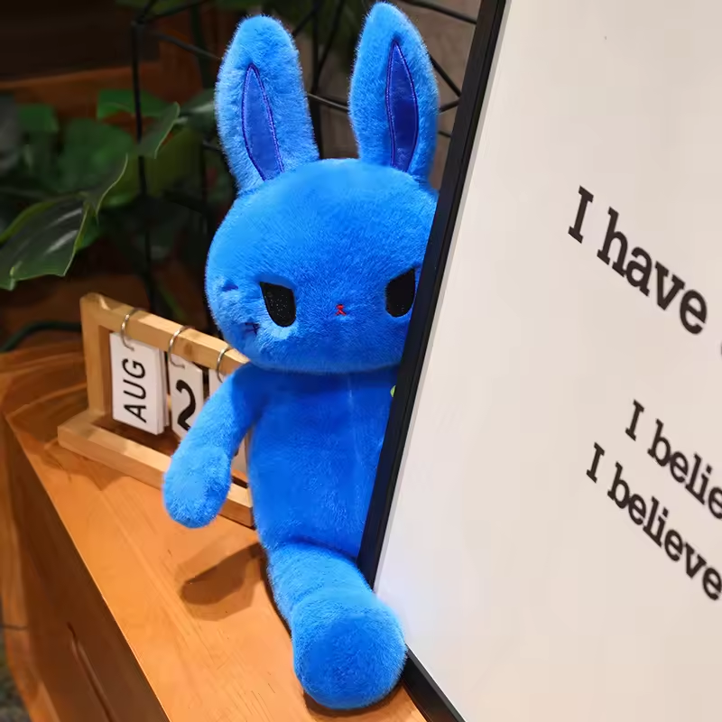 New Customized Stuffed Animal Plush Toy Lovely Blue Rabbit Soft Doll Gift Toy 4