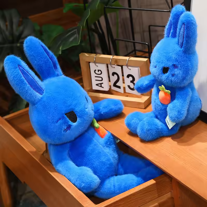 New Customized Stuffed Animal Plush Toy Lovely Blue Rabbit Soft Doll Gift Toy 5