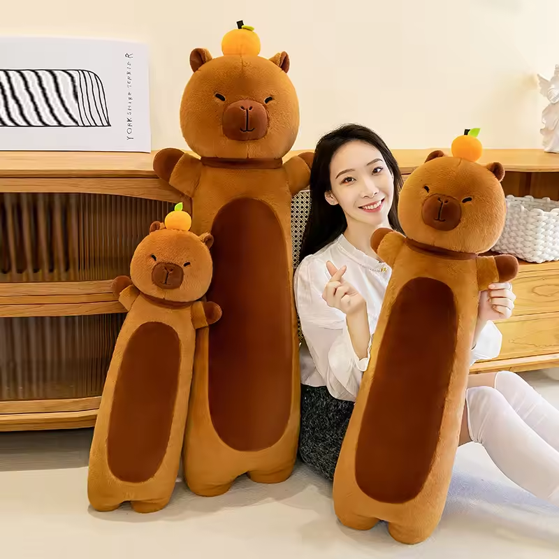 Wholesale Stuffed Soft Long Body Pillow Cute Capybara Sleeping Toy 4