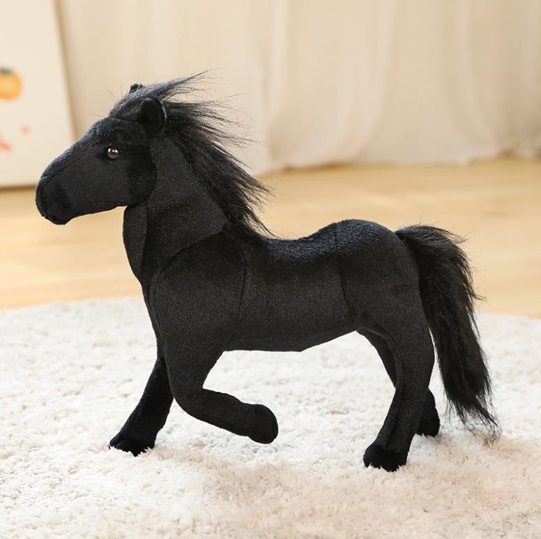 Lifelike Soft Standing Horse Stuffed Animal Toys White Black Brown Plush Horse ToyKids Gifts 8